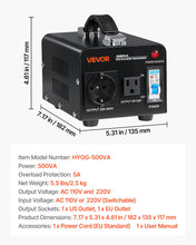 Load image into Gallery viewer, Convertidor De Voltaje 110/220 500 Watts