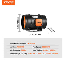 Cargar imagen en el visor de la galería, Turbina Extrator Ventilador Soplador Boca de 8"