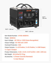 Load image into Gallery viewer, Convertidor De Voltaje 110/220 6.000 Watts
