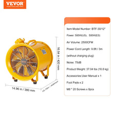 Load image into Gallery viewer, Turbina Extractor Soplador 12" Antiexplosión ATEX
