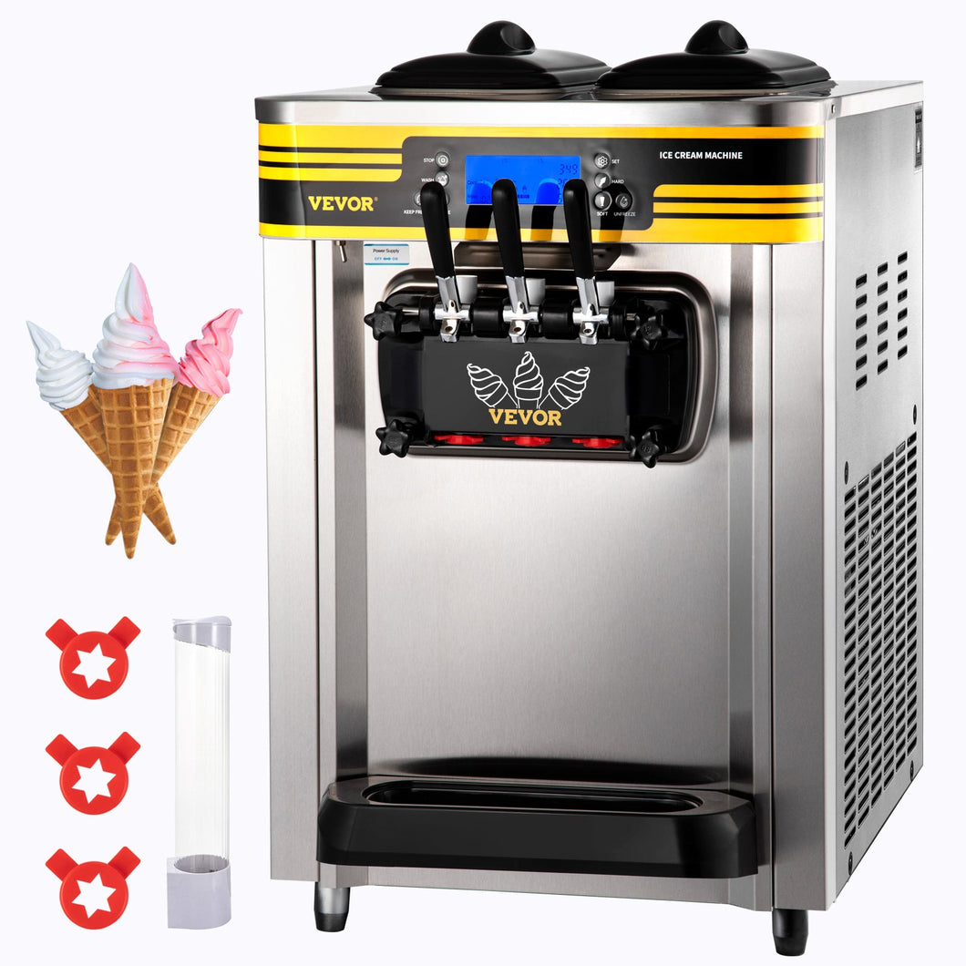 Maquina de Helado Soft 2350W Sistema de Preenfriamiento Doble Compresor